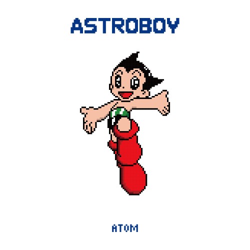 H11427卡通像素风阿童木ASTROBOY热转印印花素材烫画素材 矢量图 免抠PNG图